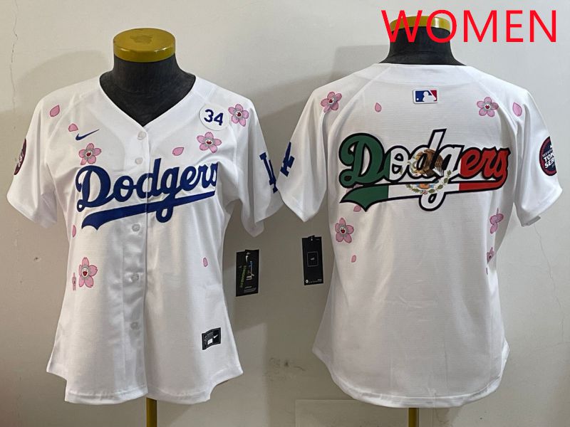 Women Los Angeles Dodgers Blank White Sakura Edition 2025 Nike MLB Jersey style 11